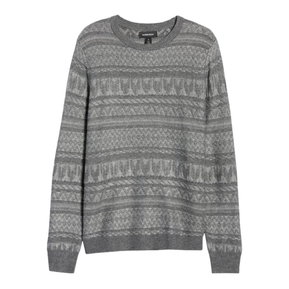 nordstrom tonal fair isle sweater dark gray